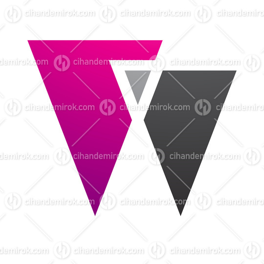 Magenta and Black Letter W Icon with Triangles
