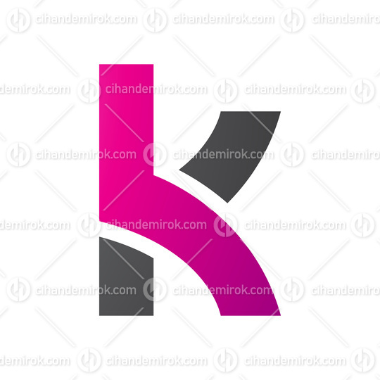 Magenta and Black Lowercase Letter K Icon with Overlapping Paths