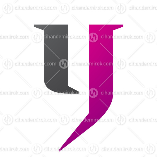 Magenta and Black Lowercase Letter Y Icon