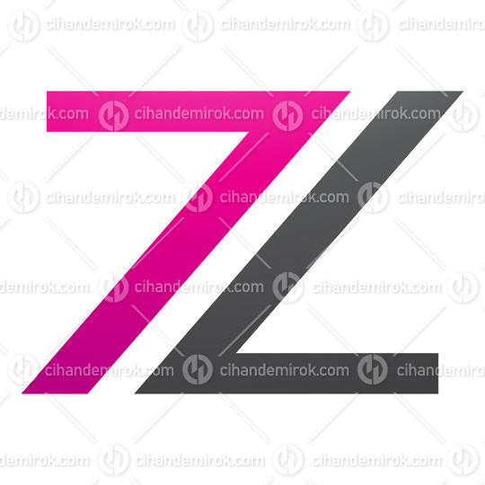 Magenta and Black Number 7 Shaped Letter Z Icon