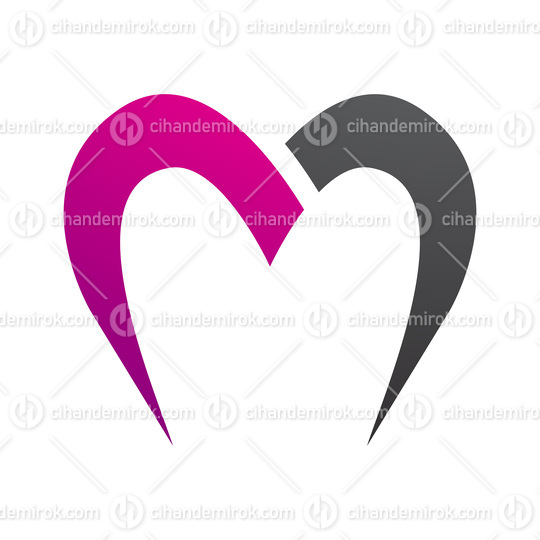 Magenta and Black Parachute Shaped Letter M Icon