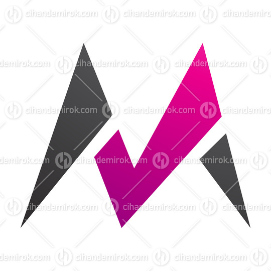 Magenta and Black Pointy Tipped Letter M Icon
