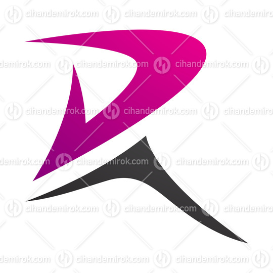 Magenta and Black Pointy Tipped Letter R Icon