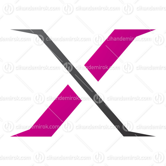 Magenta and Black Pointy Tipped Letter X Icon
