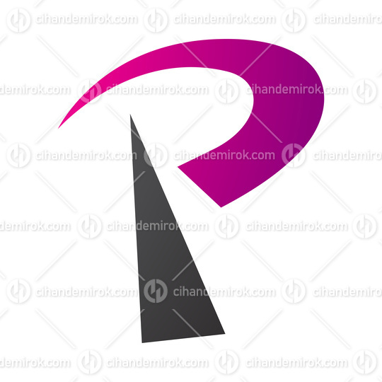 Magenta and Black Radio Tower Shaped Letter P Icon