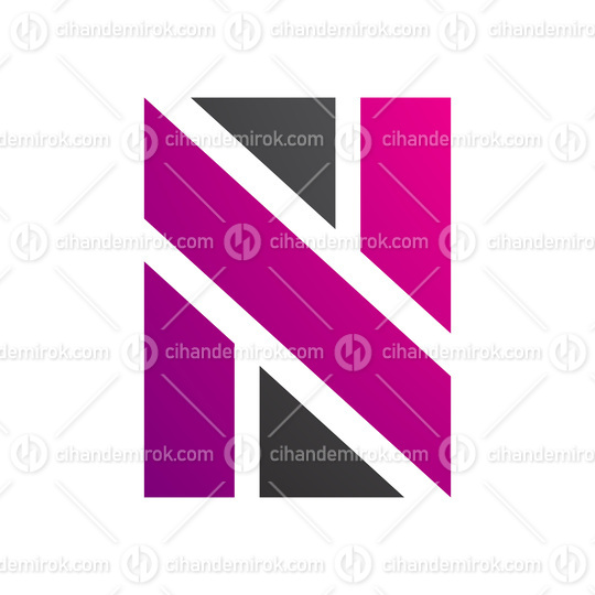 Magenta and Black Rectangle Shaped Letter N Icon