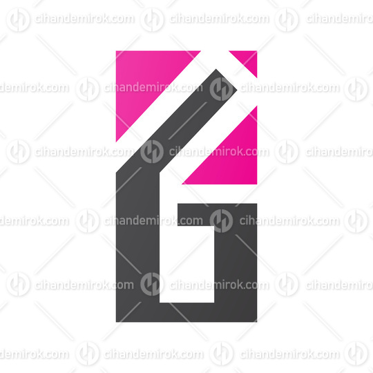 Magenta and Black Rectangular Letter G or Number 6 Icon