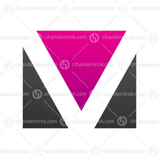 Magenta and Black Rectangular Shaped Letter V Icon