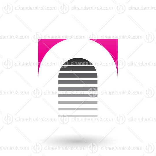 Magenta and Black Reversed U Icon for Letter A Vector Illustration