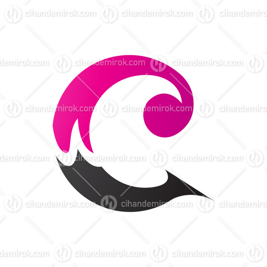 Magenta and Black Round Curly Letter C Icon