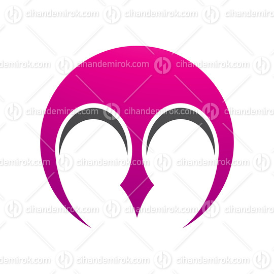 Magenta and Black Round Letter M Icon with Pointy Tips