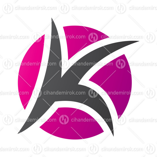 Magenta and Black Round Pointy Letter K Icon