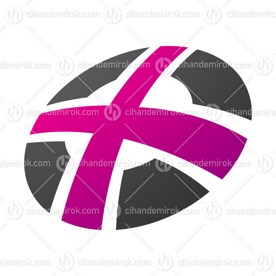 Magenta and Black Round Shaped Letter X Icon