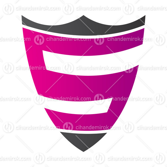 Magenta and Black Shield Shaped Letter S Icon