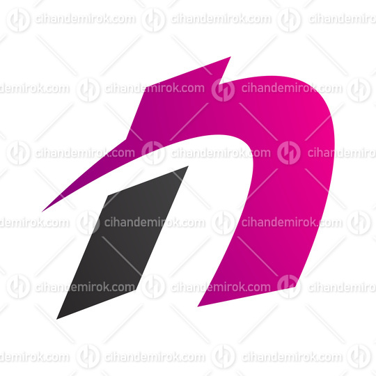 Magenta and Black Spiky Italic Letter N Icon