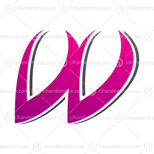 Magenta and Black Spiky Italic Shaped Letter W Icon