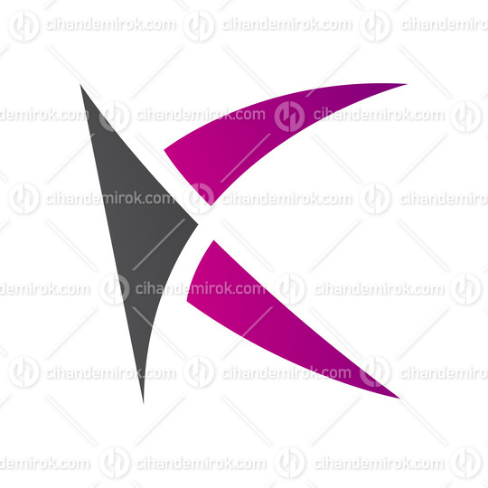 Magenta and Black Spiky Letter K Icon