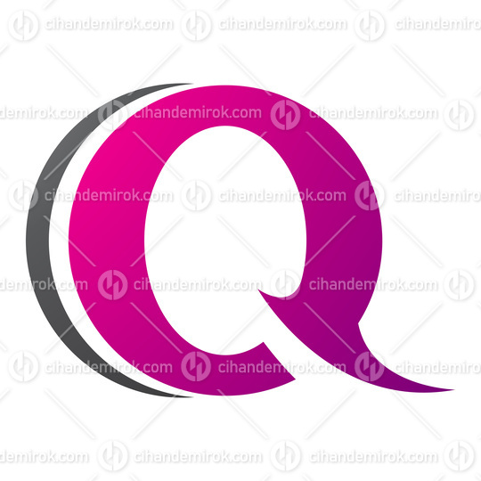 Magenta and Black Spiky Round Shaped Letter Q Icon