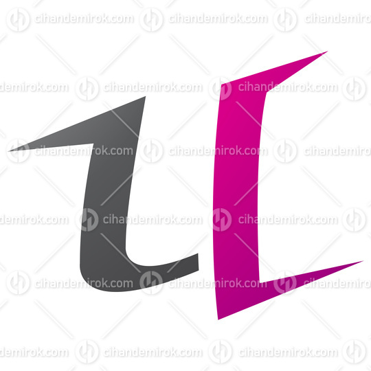 Magenta and Black Spiky Shaped Letter U Icon