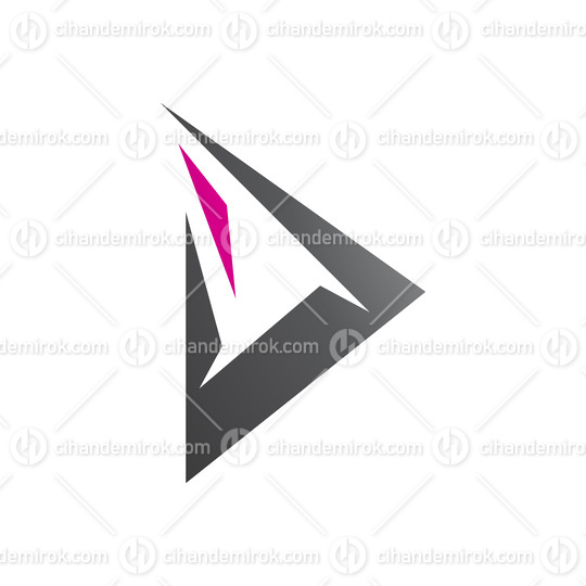 Magenta and Black Spiky Triangular Letter D Icon