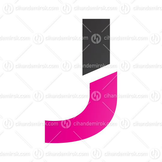 Magenta and Black Split Shaped Letter J Icon