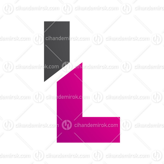 Magenta and Black Split Shaped Letter L Icon