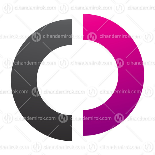 Magenta and Black Split Shaped Letter O Icon