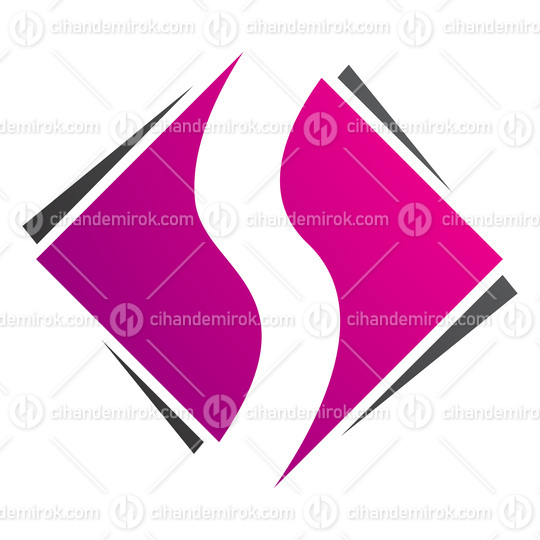 Magenta and Black Square Diamond Shaped Letter S Icon
