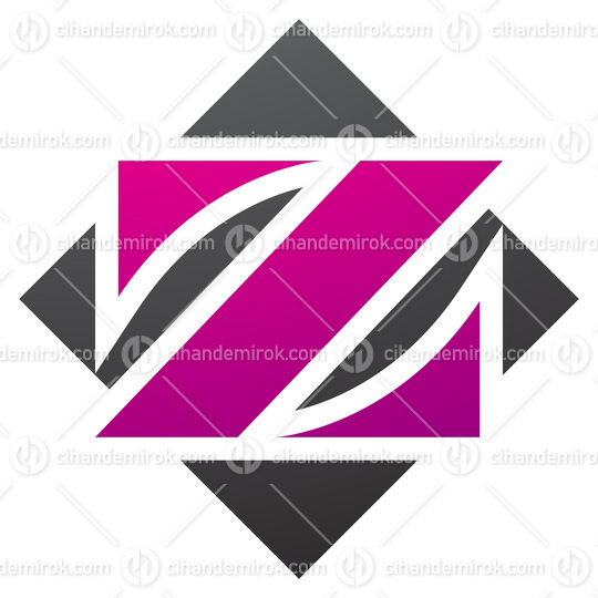 Magenta and Black Square Diamond Shaped Letter Z Icon