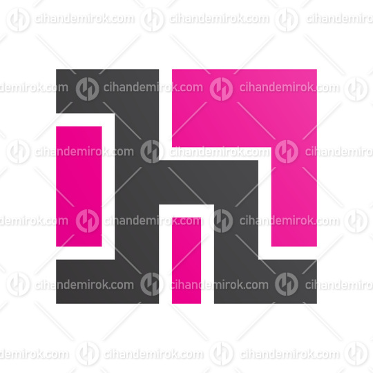 Magenta and Black Square Shaped Letter H Icon