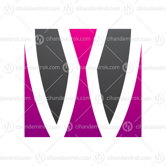 Magenta and Black Square Shaped Letter W Icon