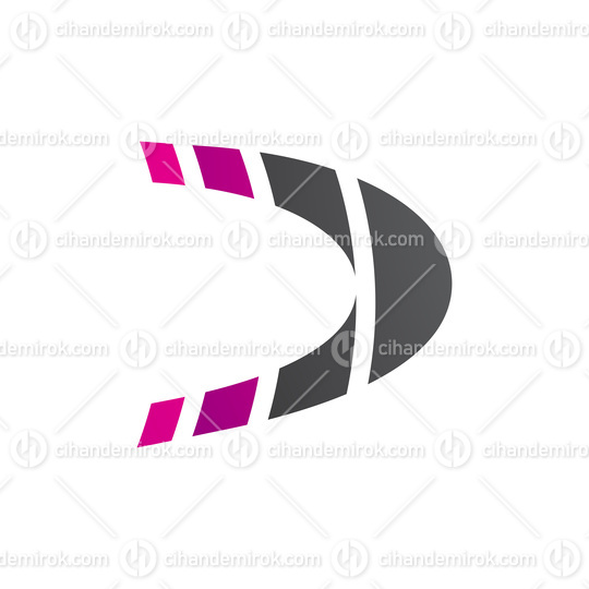 Magenta and Black Striped Letter D Icon