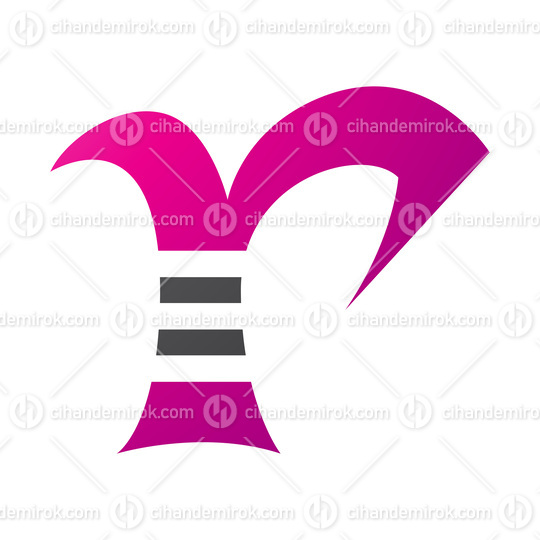 Magenta and Black Striped Letter R Icon