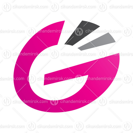 Magenta and Black Striped Oval Letter G Icon