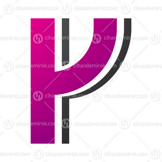 Magenta and Black Striped Shaped Letter Y Icon