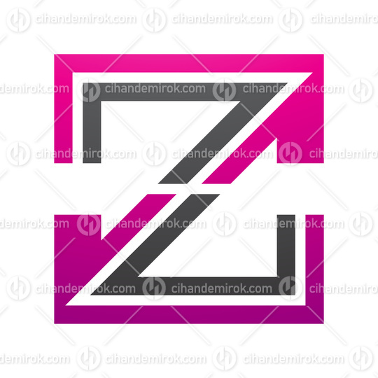 Magenta and Black Striped Shaped Letter Z Icon