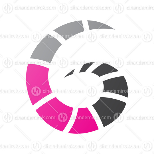 Magenta and Black Swirly Letter G Icon with Stripes