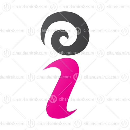 Magenta and Black Swirly Letter I Icon