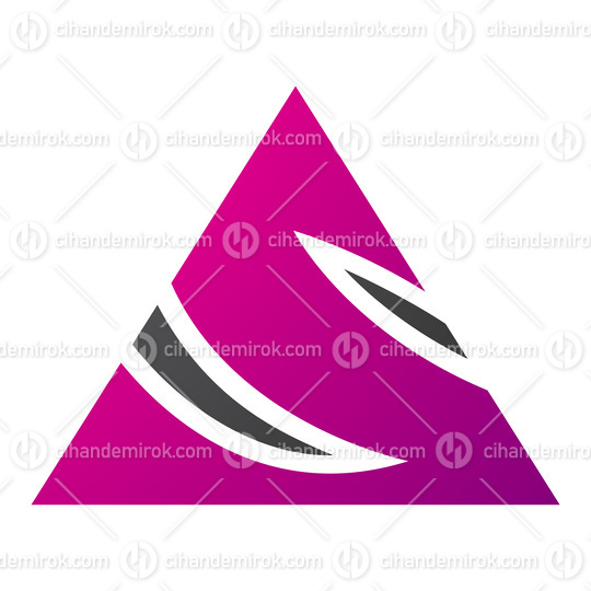 Magenta and Black Triangle Shaped Letter S Icon