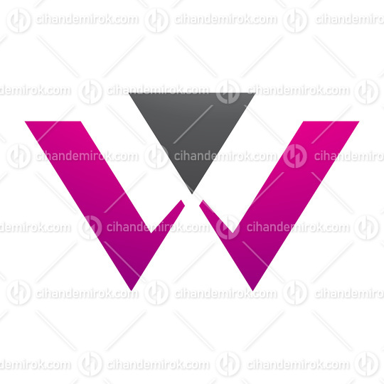 Magenta and Black Triangle Shaped Letter W Icon