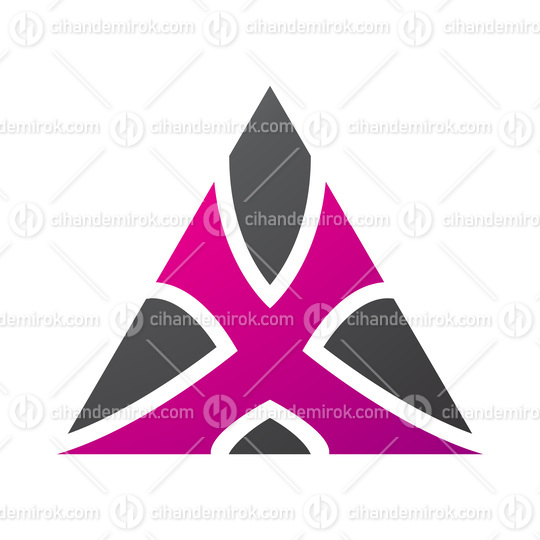 Magenta and Black Triangle Shaped Letter X Icon