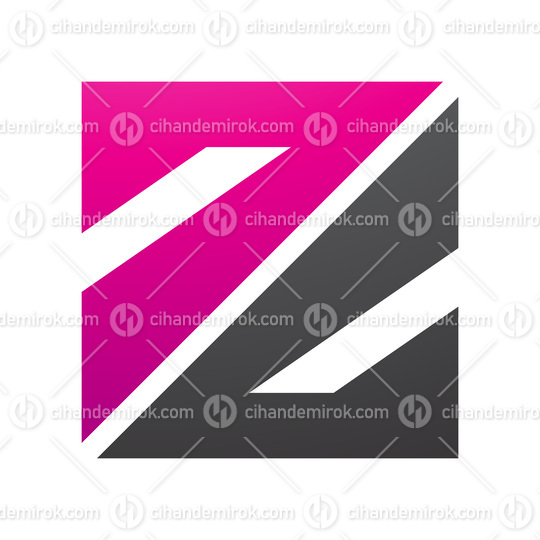 Magenta and Black Triangular Square Shaped Letter Z Icon