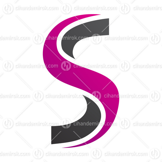 Magenta and Black Twisted Shaped Letter S Icon