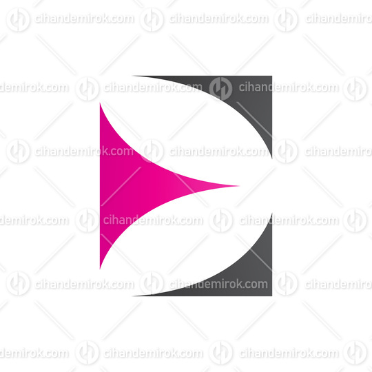 Magenta and Black Uppercase Letter E Icon with Curvy Triangles