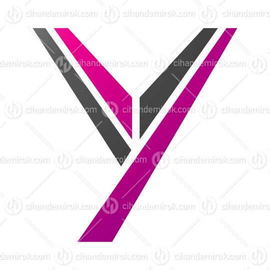 Magenta and Black Uppercase Letter Y Icon