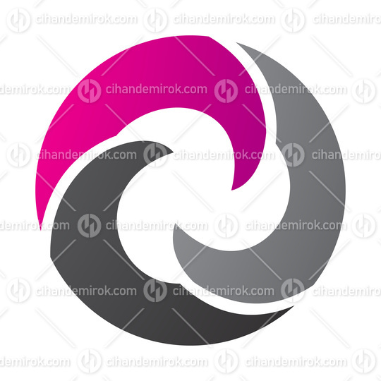 Magenta and Black Wave Shaped Letter O Icon