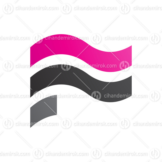 Magenta and Black Wavy Flag Shaped Letter F Icon