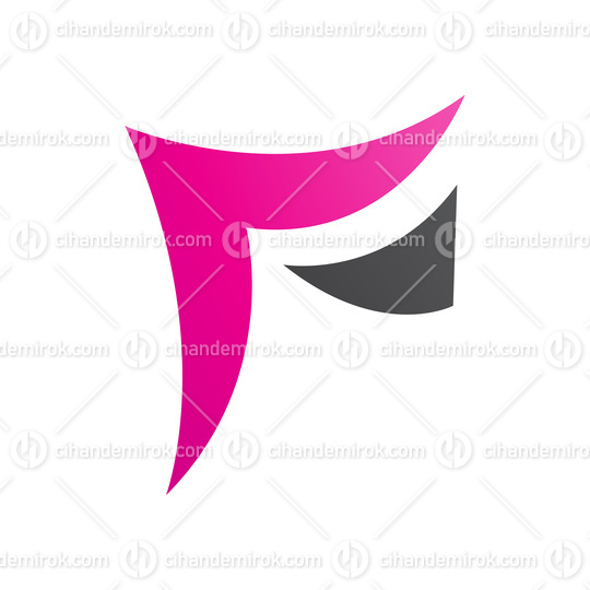 Magenta and Black Wavy Paper Shaped Letter F Icon