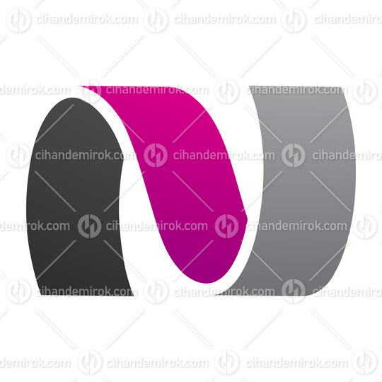 Magenta and Black Wavy Shaped Letter N Icon
