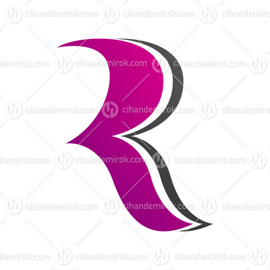 Magenta and Black Wavy Shaped Letter R Icon